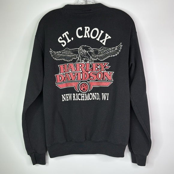 Vintage Harley Davidson New Richmond Wi Black Crewneck Sweatshirt Medium